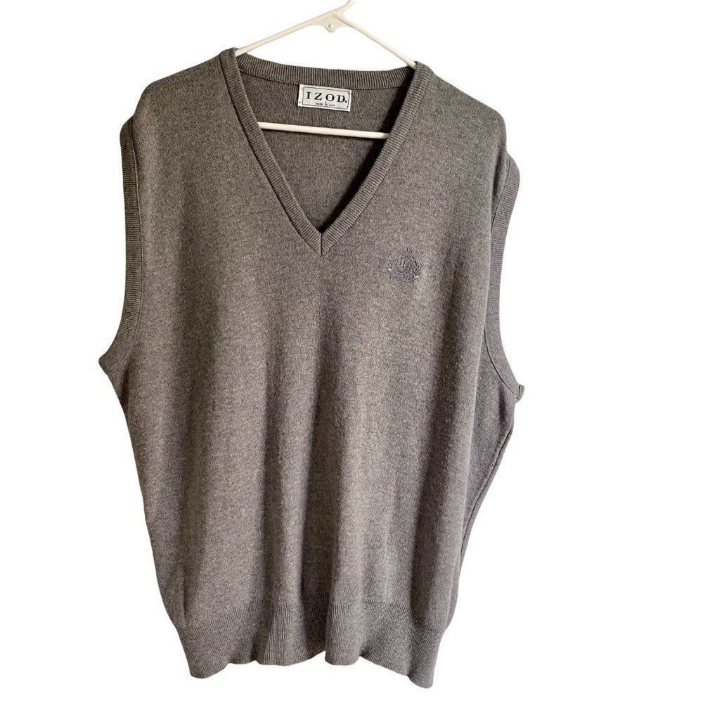 Classic IZOD Gray Acrylic Sweater Vest Men's Large - Picture 1 of 9